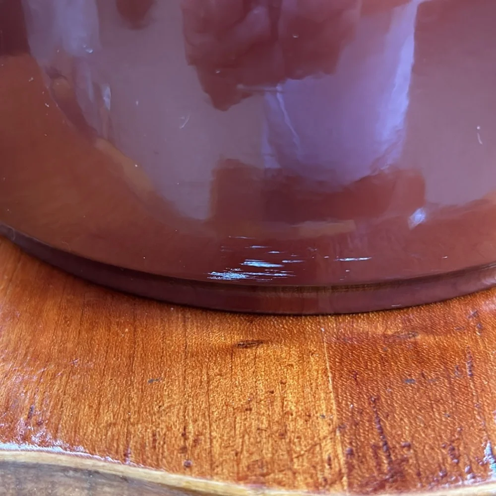 Vintage Signed George’s Briard Ice Bucket Mid Century Faux Leather Swing Handle